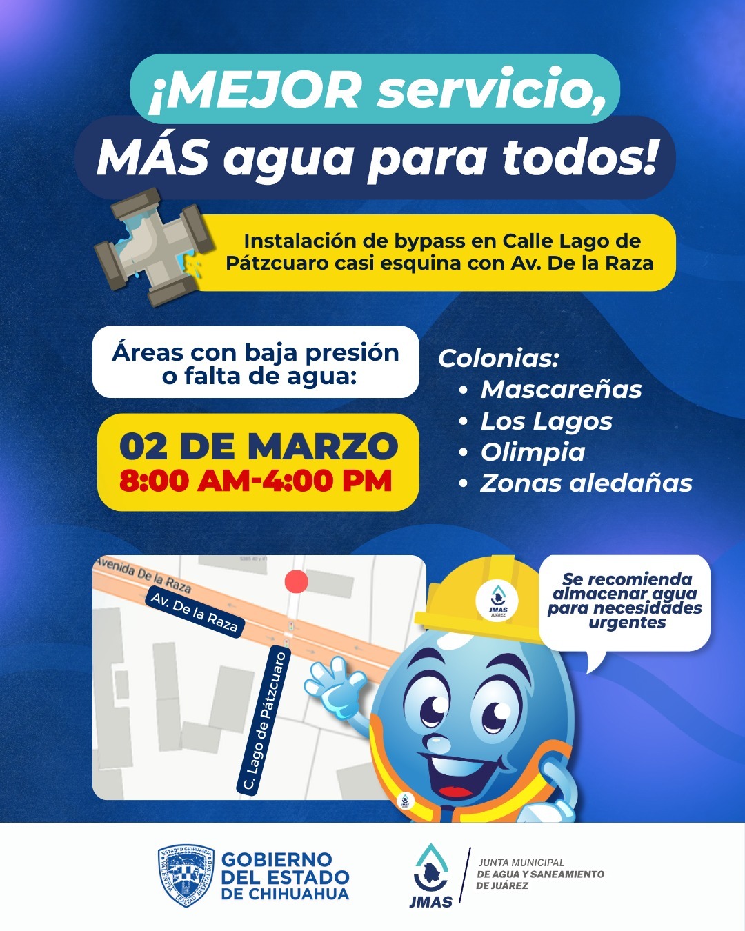 Instalará la JMAS un bypass en la Av. De la Raza como parte de la sectorización del servicio