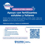 Abren convocatoria para acceder a apoyo para fertilizantes solubles y foliares del programa Cuenta Conmigo en el Campo