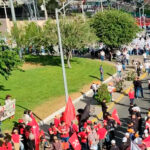 Magisterio encabeza marcha del Día del Trabajo en Chihuahua entre consignas
