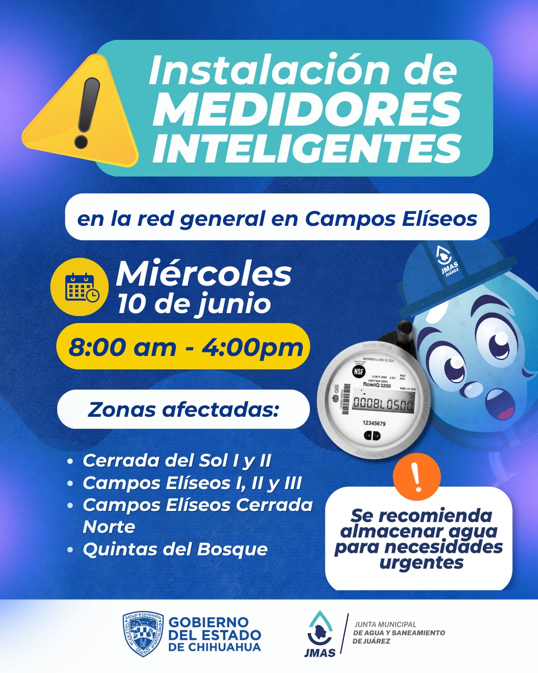Instalará JMAS medidores inteligentes en Campos Elíseos.